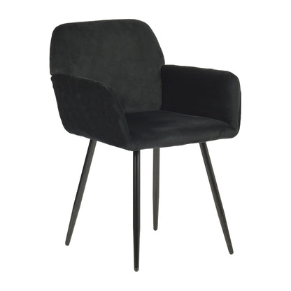 Velvet Armrest Wide Dining Chair Black/Dark Gray- KAMEY