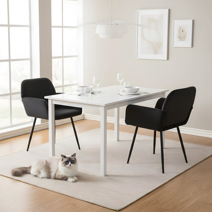 Velvet Armrest Wide Dining Chair Black/Dark Gray- KAMEY