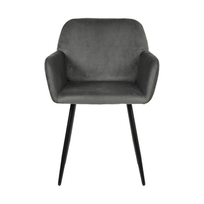 Velvet Armrest Wide Dining Chair Black/Dark Gray- KAMEY