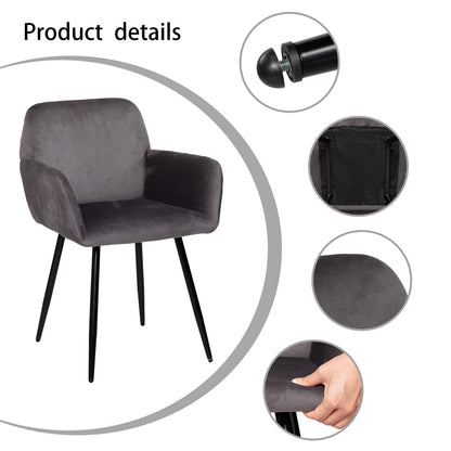 Velvet Armrest Wide Dining Chair Black/Dark Gray- KAMEY
