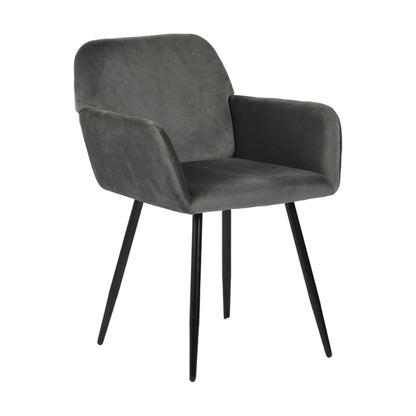 Velvet Armrest Wide Dining Chair Black/Dark Gray- KAMEY