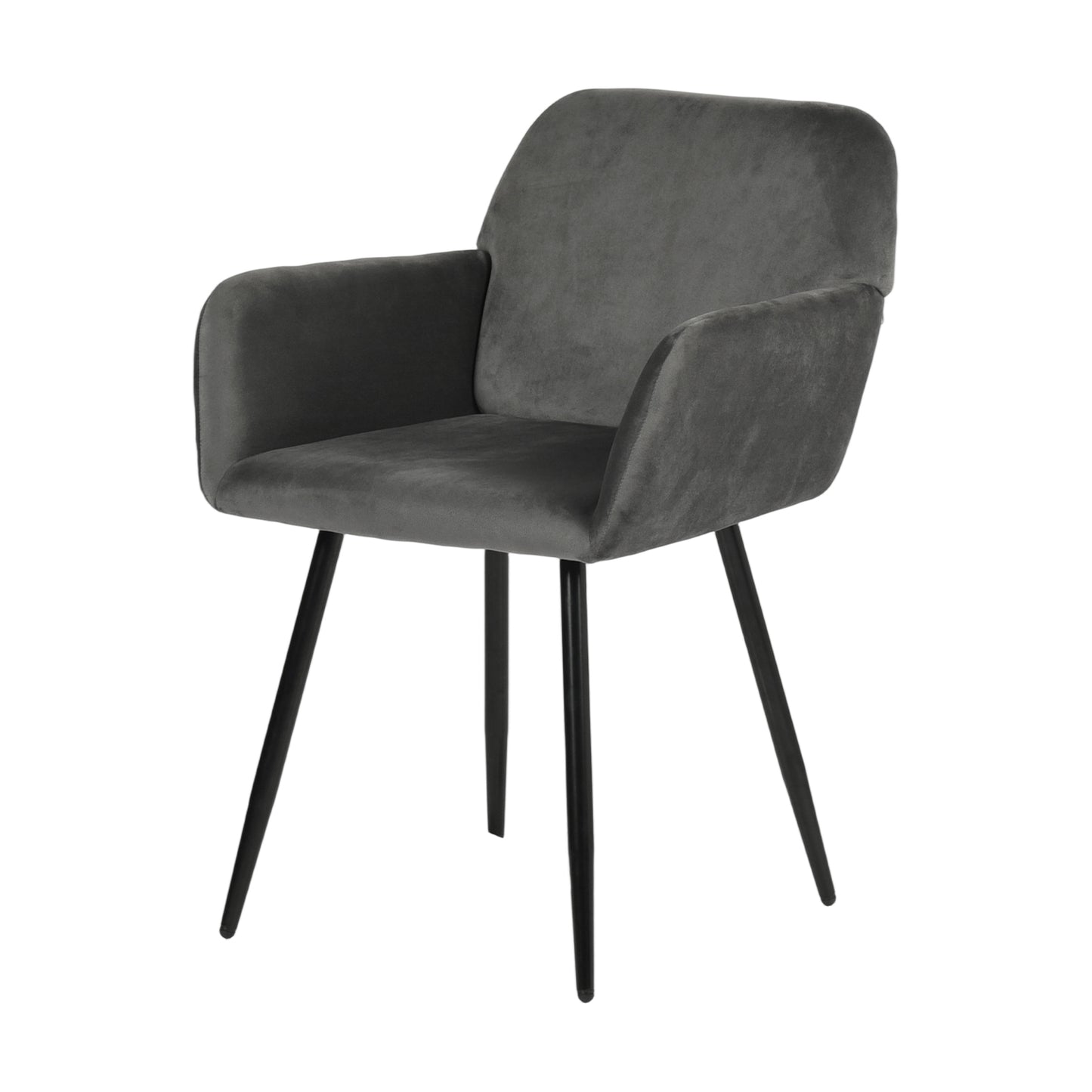 Velvet Armrest Wide Dining Chair Black/Dark Gray- KAMEY