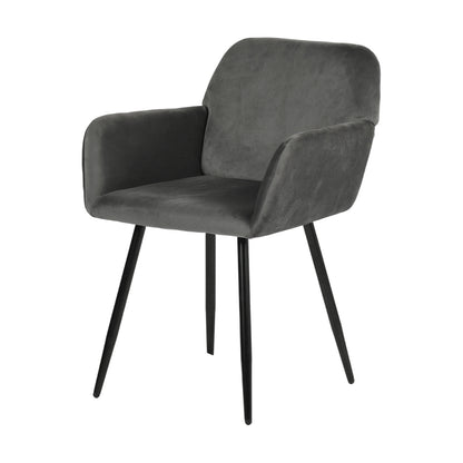 Velvet Armrest Wide Dining Chair Black/Dark Gray- KAMEY