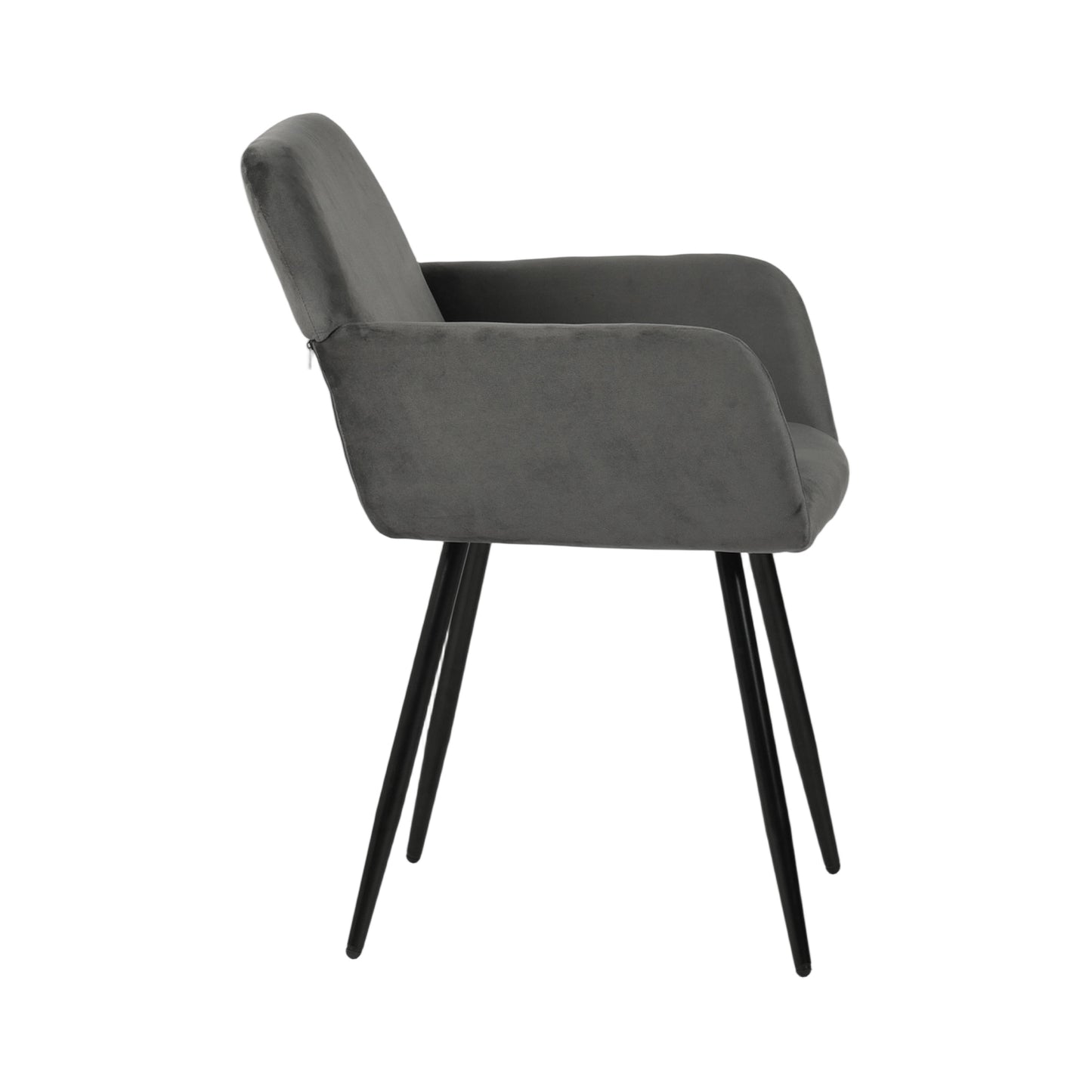 Velvet Armrest Wide Dining Chair Black/Dark Gray- KAMEY
