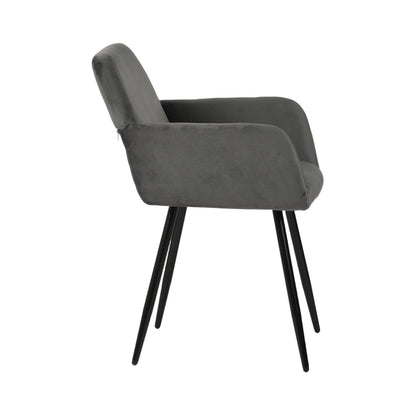 Velvet Armrest Wide Dining Chair Black/Dark Gray- KAMEY