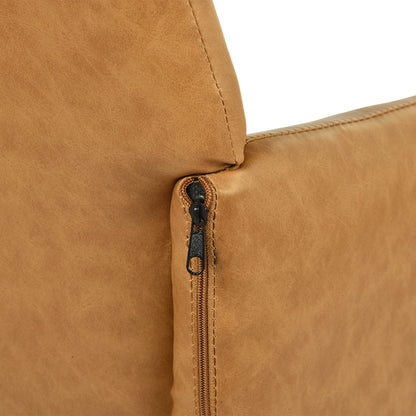 PU Leather Armrest Wide Dining Chair with Iron Legs Set of 1/2 - Brown