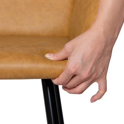 PU Leather Armrest Wide Dining Chair with Iron Legs Set of 1/2 - Brown