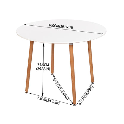 Round Dining Table 100cm with 4 Legs - White