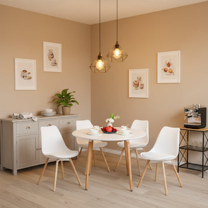 Round Dining Table 100cm with 4 Legs - White