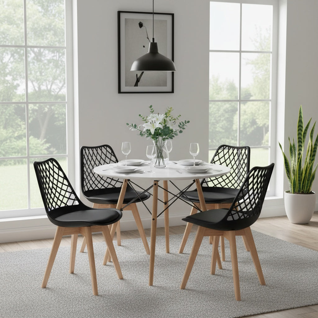LEYDEN Dining Side Chair and a Round Dining Table, Suitable for 4-6 people