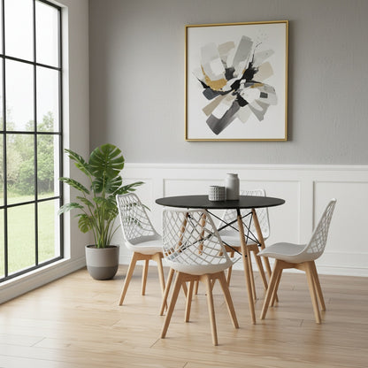LEYDEN Dining Side Chair and a Round Dining Table, Suitable for 4-6 people