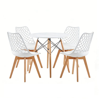 LEYDEN Dining Side Chair and a Round Dining Table, Suitable for 4-6 people