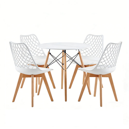 LEYDEN Dining Side Chair and a Round Dining Table, Suitable for 4-6 people