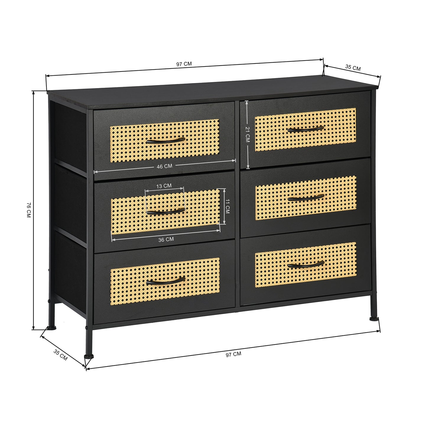 Storage Cabinet 97cm with Iron Legs-Black-LOYD