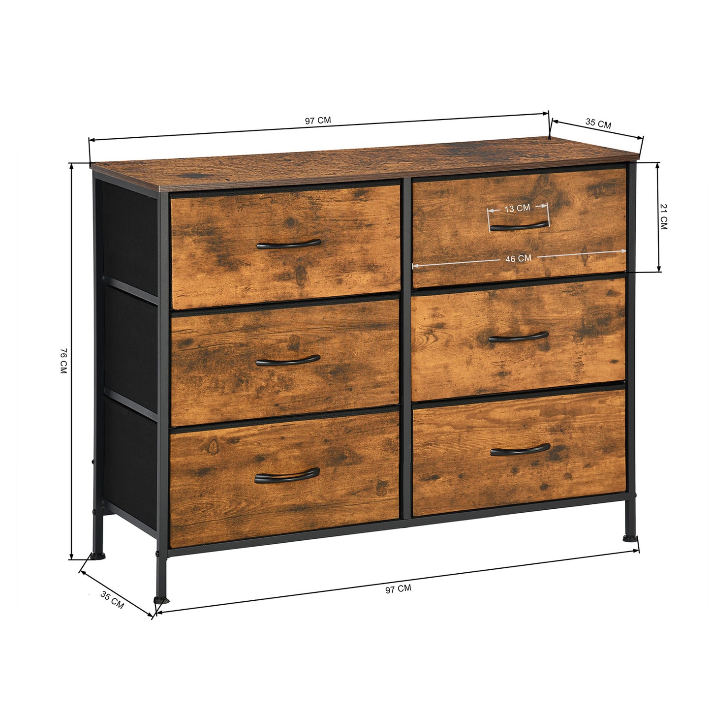 Storage Cabinet 97cm with Iron Legs-Fire color-LOYD