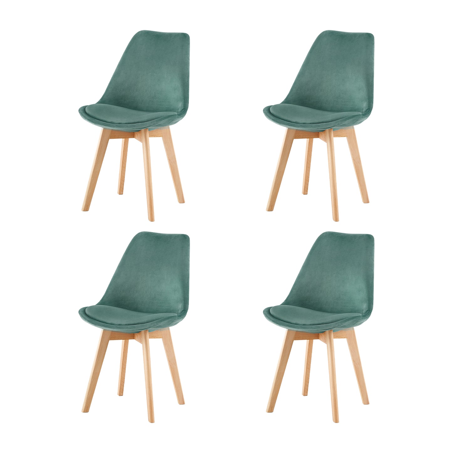 Velvet Dining Chair with Cactus Set of 2/4 - Tulip