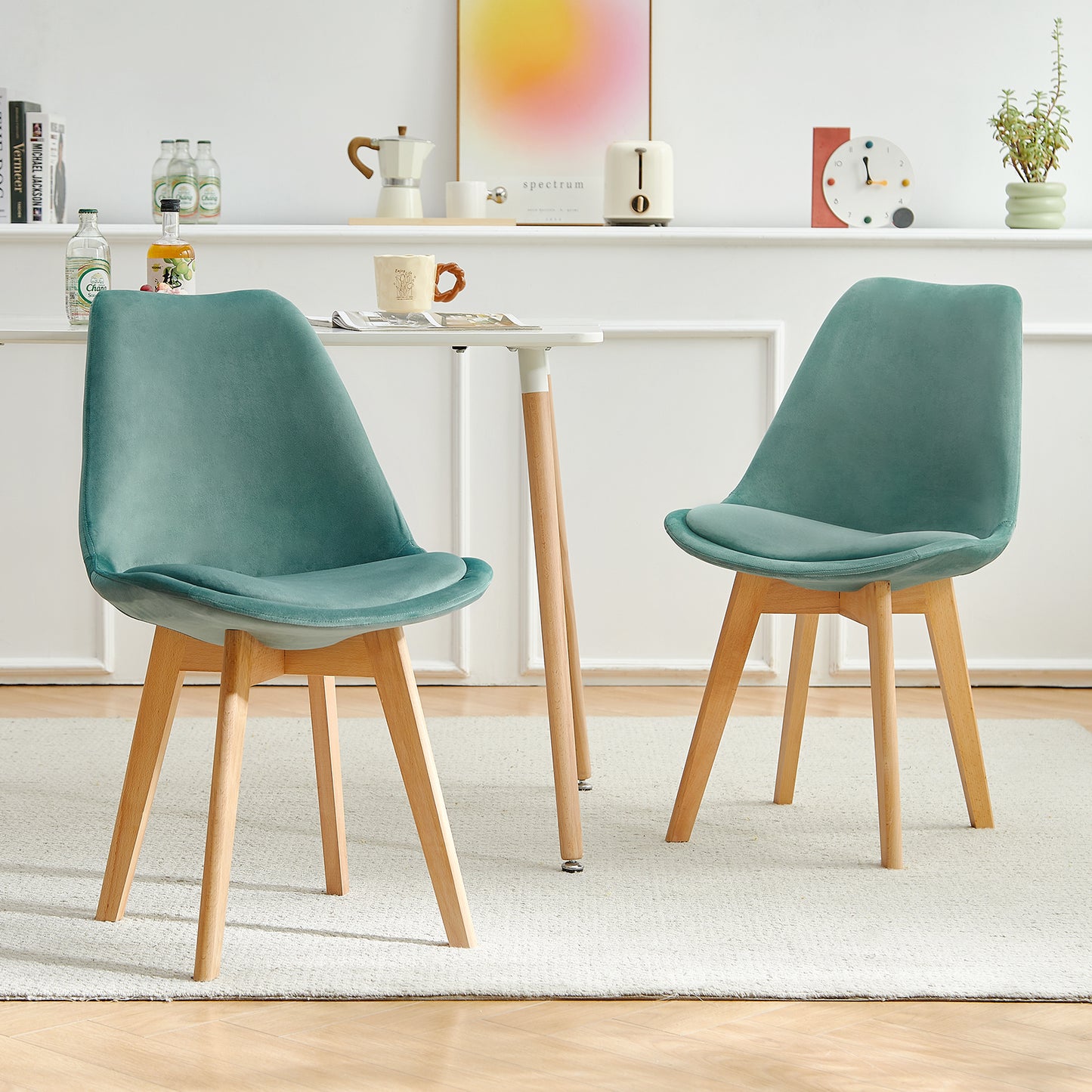 Velvet Dining Chair with Cactus Set of 2/4 - Tulip