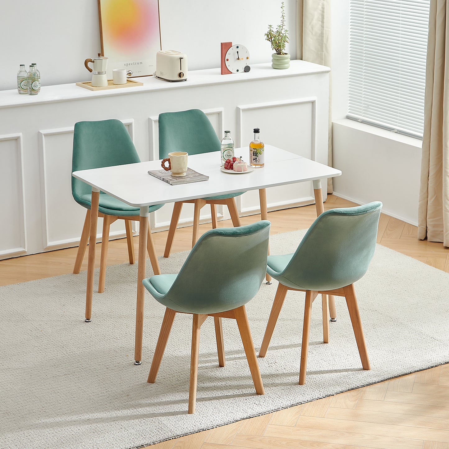 Velvet Dining Chair with Cactus Set of 2/4 - Tulip