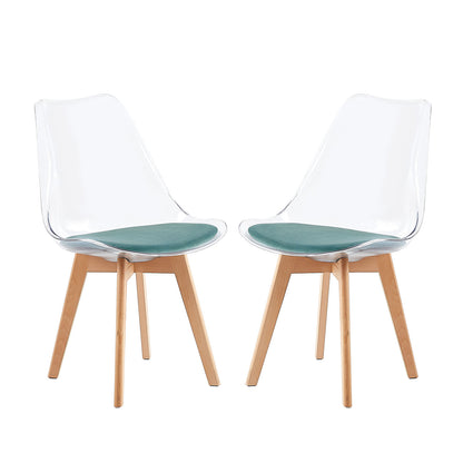 TULIP Dining Chair with Beech Legs - Transparent Chair Back Set of 4