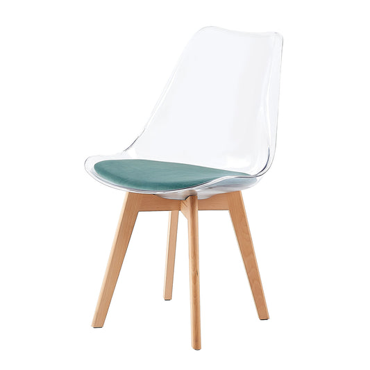 TULIP Dining Chair with Beech Legs - Transparent Chair Back Set of 4