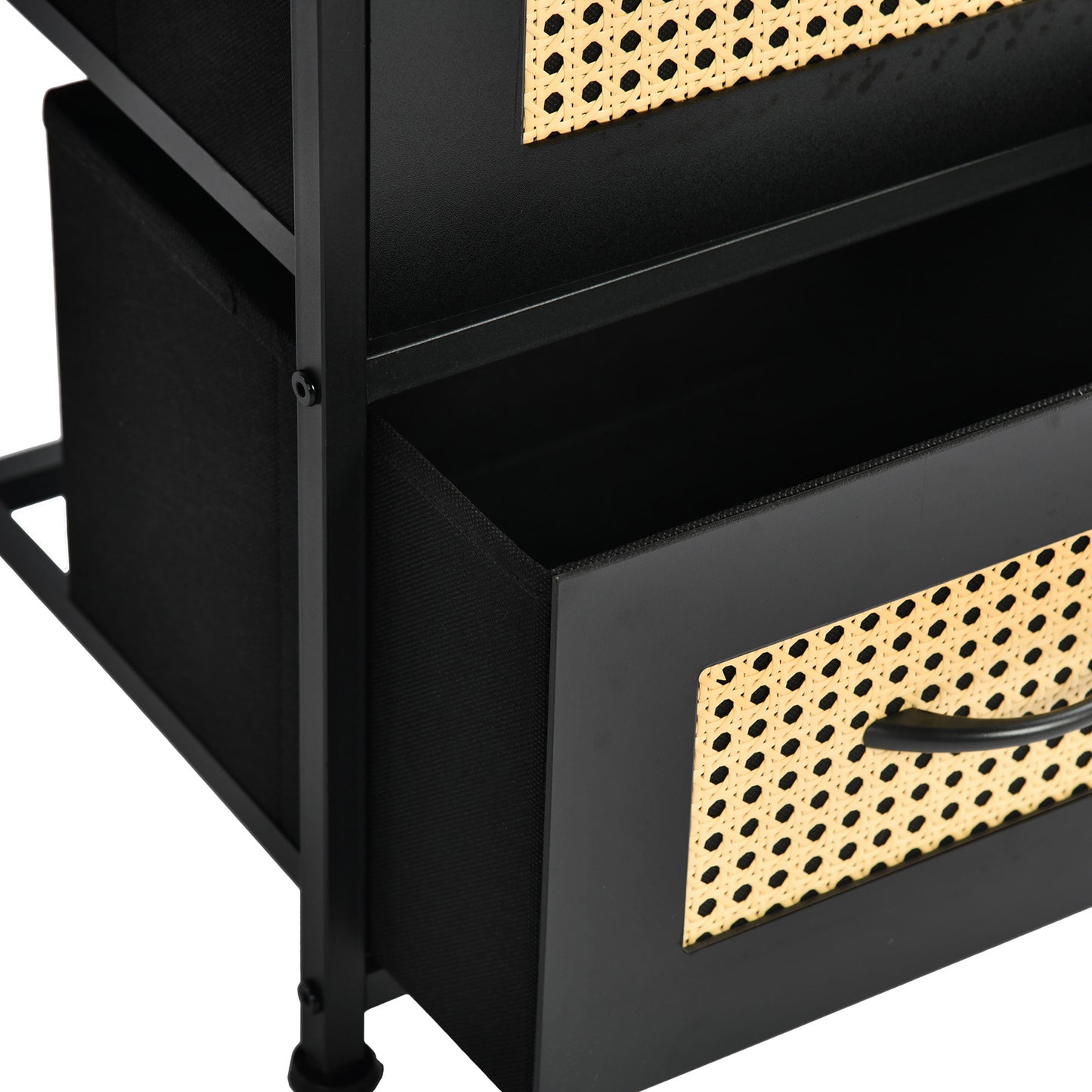 Storage Bedside Nightstand 40cm with Iron Legs-Black-LUNDS