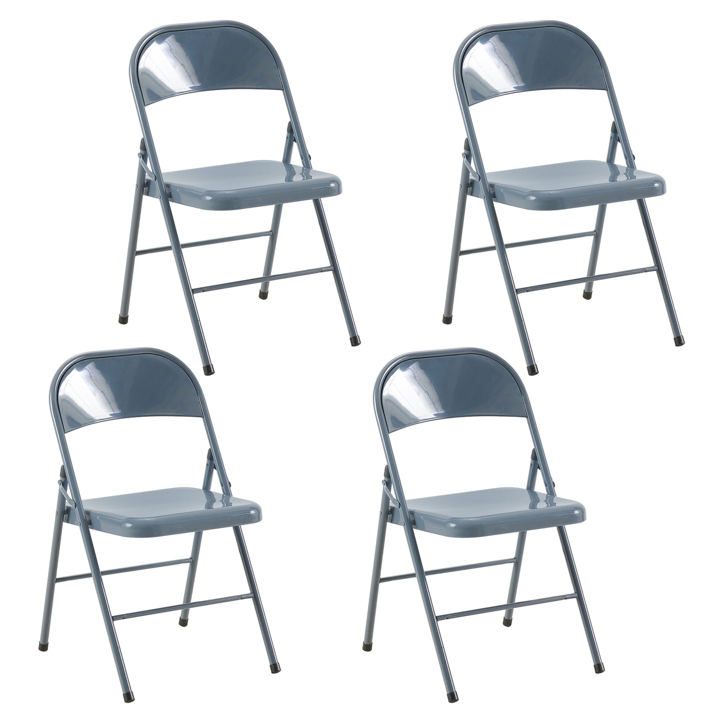 Stackable Foldable Chairs (Set of 4) - Dark Gray Blue/Bean paste -FAIR