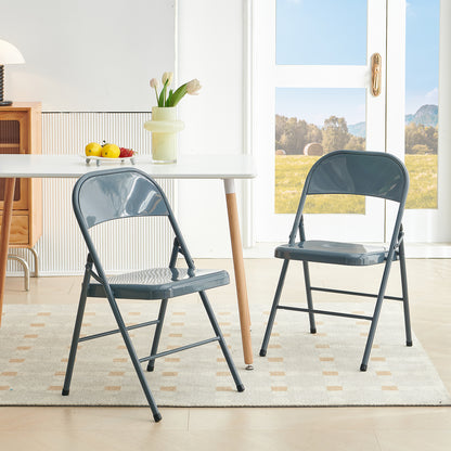 Stackable Foldable Chairs (Set of 4) - Dark Gray Blue/Bean paste -FAIR