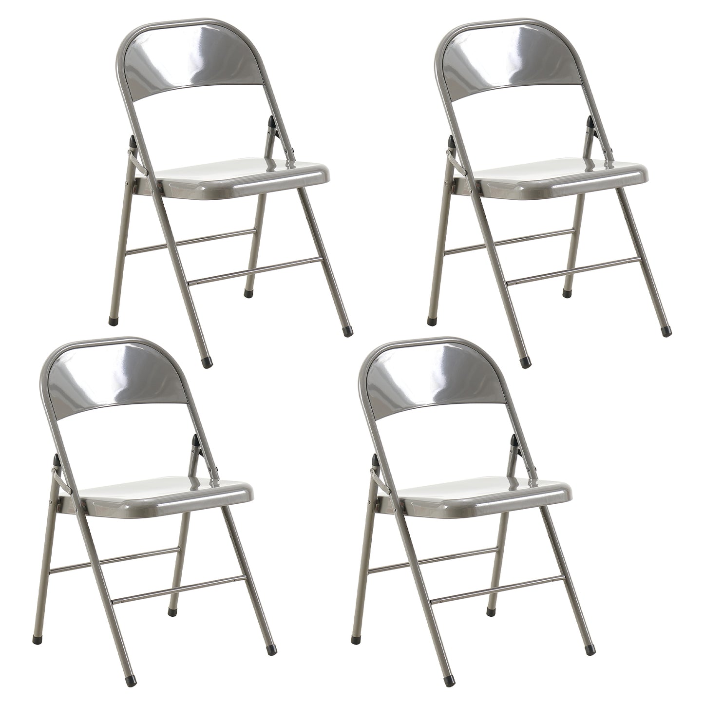 FAIR Stackable Folding Chair Set (Set of 4) - Gray/Kakhi