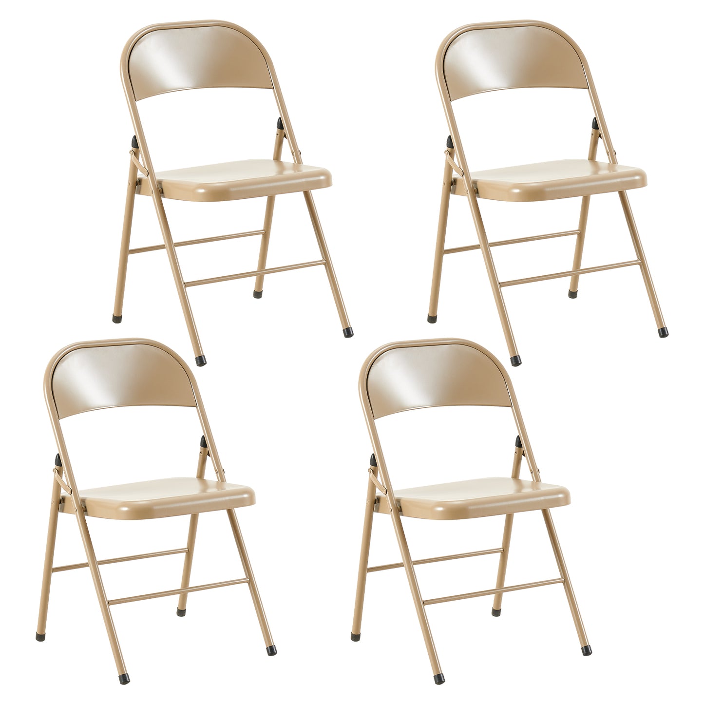 FAIR Stackable Folding Chair Set (Set of 4) - Gray/Kakhi