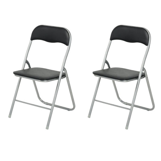 MANGO Padded Stackable Folding Chairs Set of 4 - Black and Silver Legs