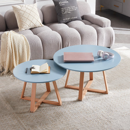 MANSON 80cm Coffee Tables With Beech Legs - Light Blue/Mint Green/Pink