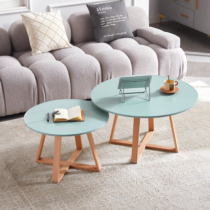 MANSON 80cm Coffee Tables With Beech Legs - Light Blue/Mint Green/Pink