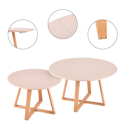 MANSON 80cm Coffee Tables With Beech Legs - Light Blue/Mint Green/Pink