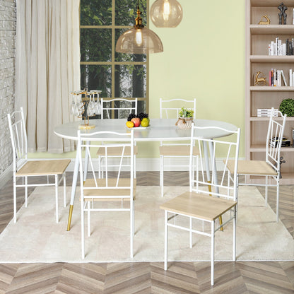 MARA Retro Dining Chairs (Set of 8) - Wood/Light Oak Grain