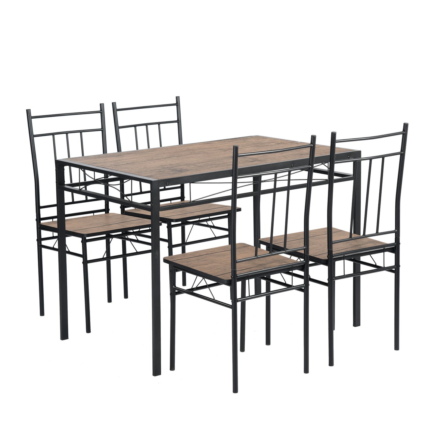 MARBURY Dining Set With 4-Person-Black Wood Grain