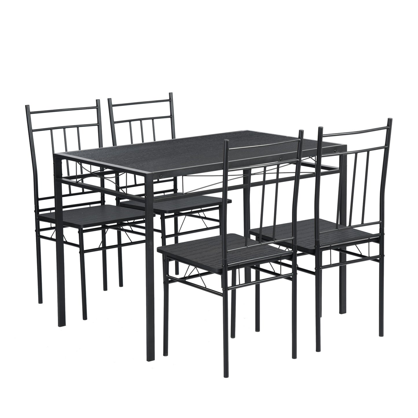 MARBURY Dining Set With 4-Person-Black Wood Grain