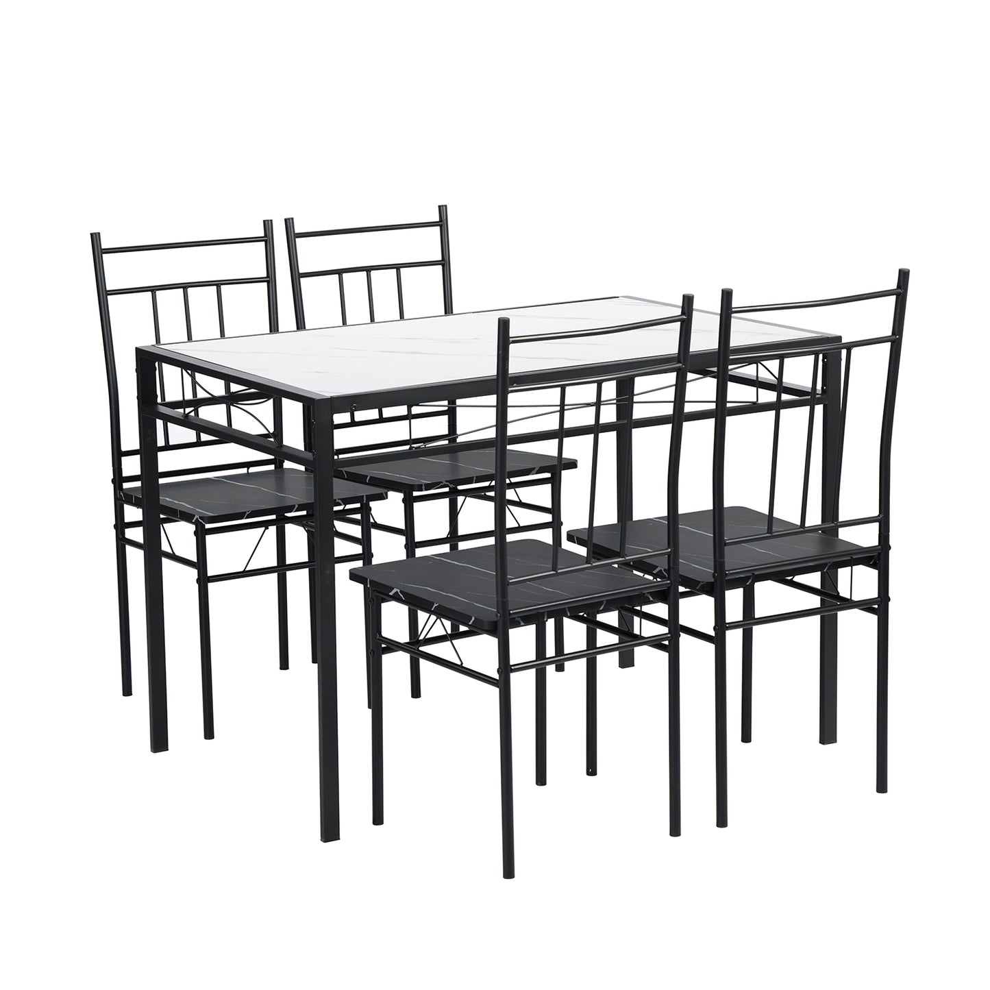 MARBURY Dining Set With 4-Person-Black Marble