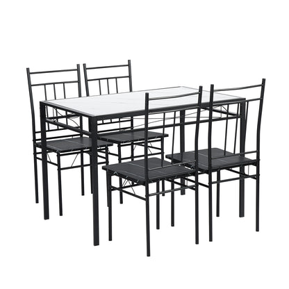 MARBURY Dining Set With 4-Person-Black Marble