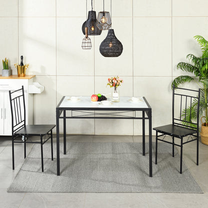 MARBURY Dining Set With 4-Person-Black Marble