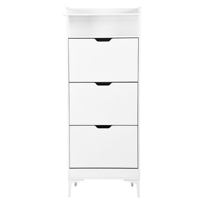 MELVIN Shoe Cabinet 3 Flaps Shoe Rack Shoe 60 x 159.3 cm - MDF White