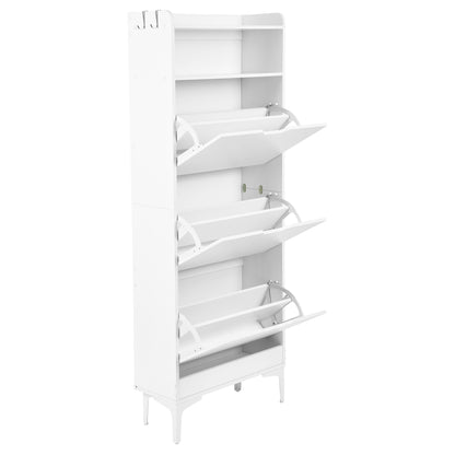 MELVIN Shoe Cabinet 3 Flaps Shoe Rack Shoe 60 x 159.3 cm - MDF White