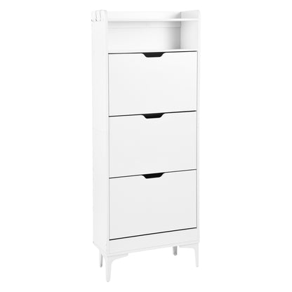 MELVIN Shoe Cabinet 3 Flaps Shoe Rack Shoe 60 x 159.3 cm - MDF White