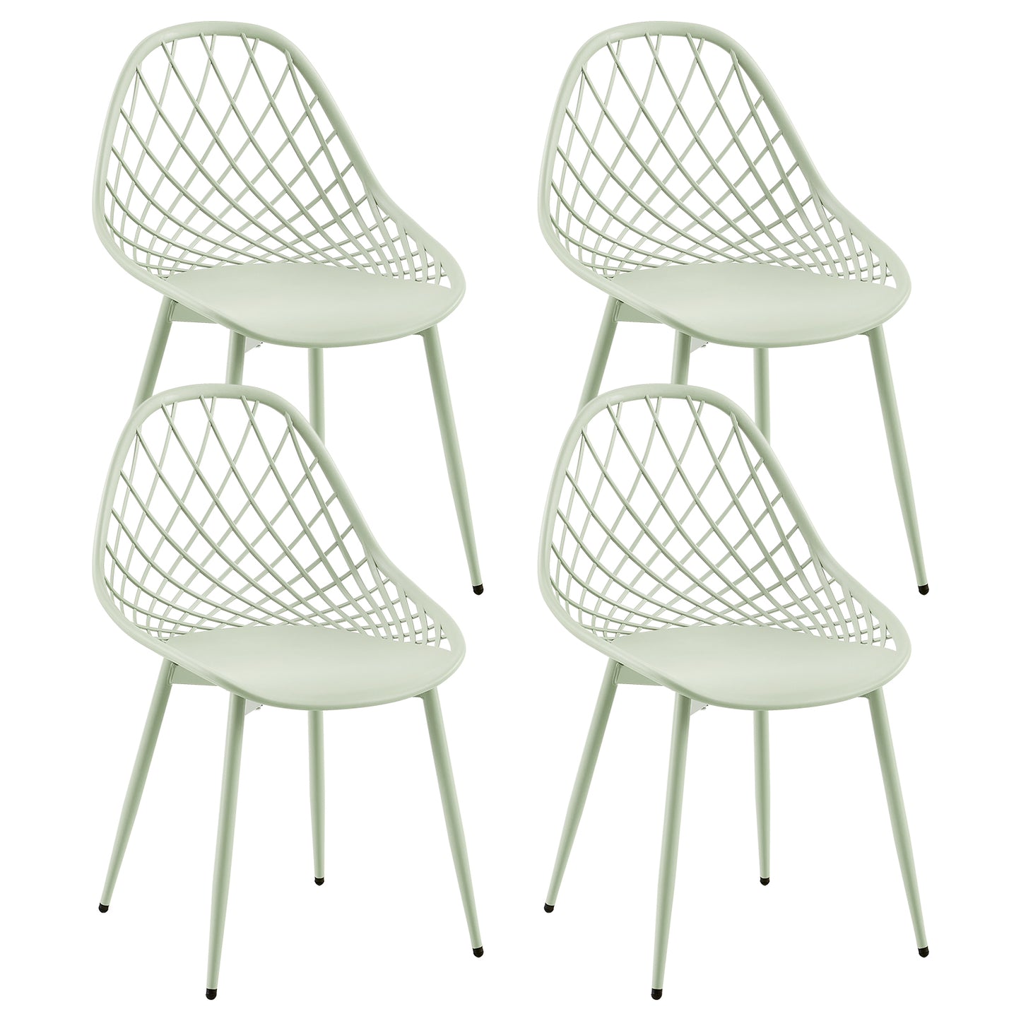 Morandi Color Metal Side Chair (Set of 4) - Bean paste/Ice cream green/Khaki-MILAN