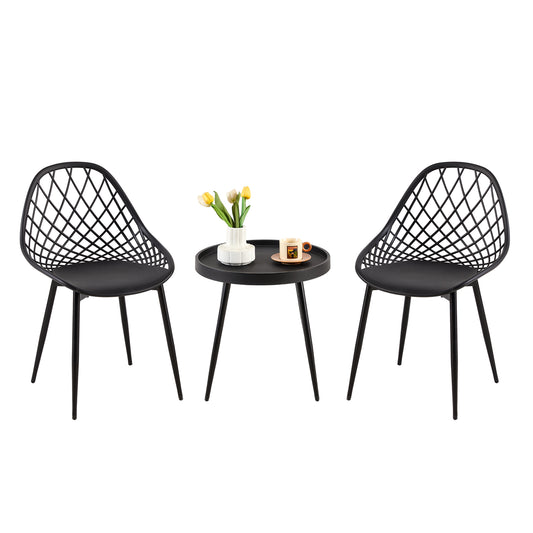 MILAN Metal Dining Table and Chair Set - Black/White