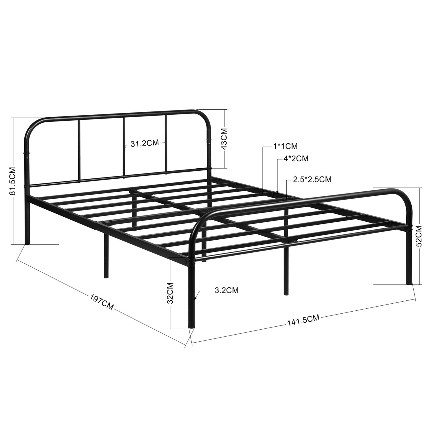 MILO Single/Double Metal Bed Frame-Black/White