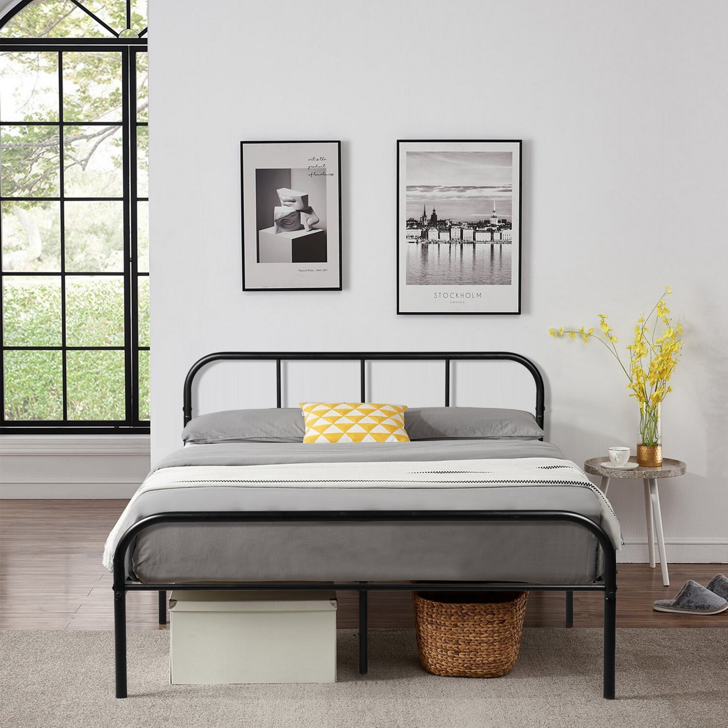 MILO Single/Double Metal Bed Frame-Black/White