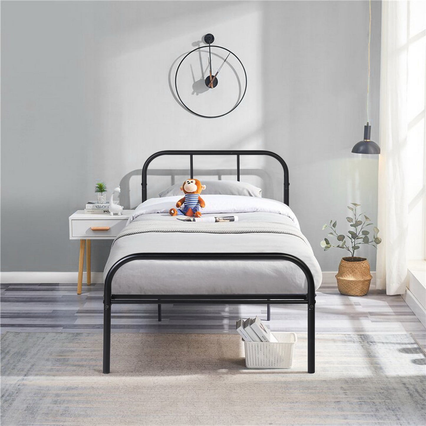 MILO Single/Double Metal Bed Frame-Black/White