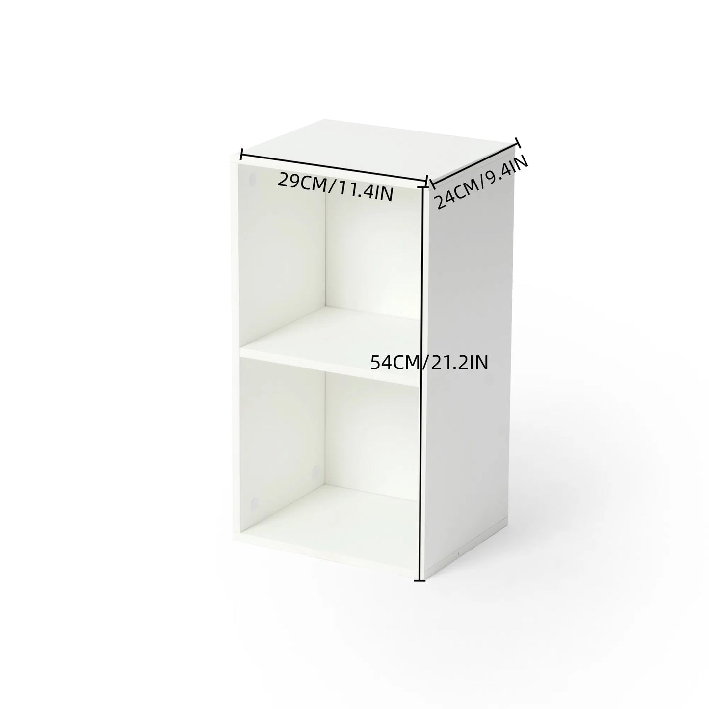 2 Tier Open Shelf Bookcase Tall Bookshelf for Bedroom, Living Room and Office, White-MINONG