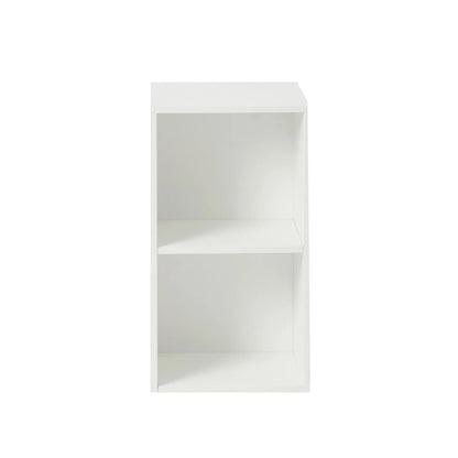 2 Tier Open Shelf Bookcase Tall Bookshelf for Bedroom, Living Room and Office, White-MINONG