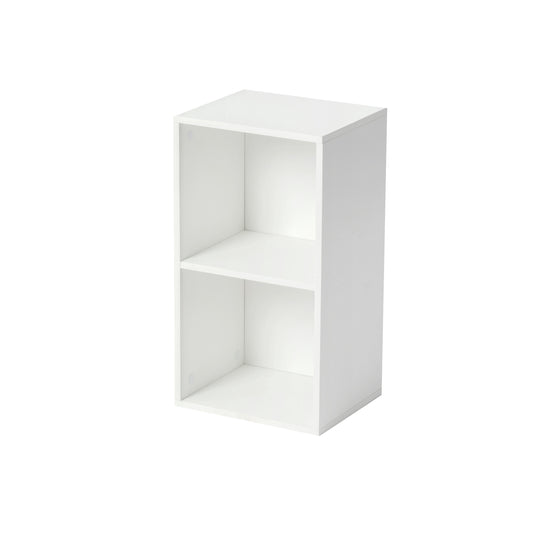 2 Tier Open Shelf Bookcase Tall Bookshelf for Bedroom, Living Room and Office, White-MINONG